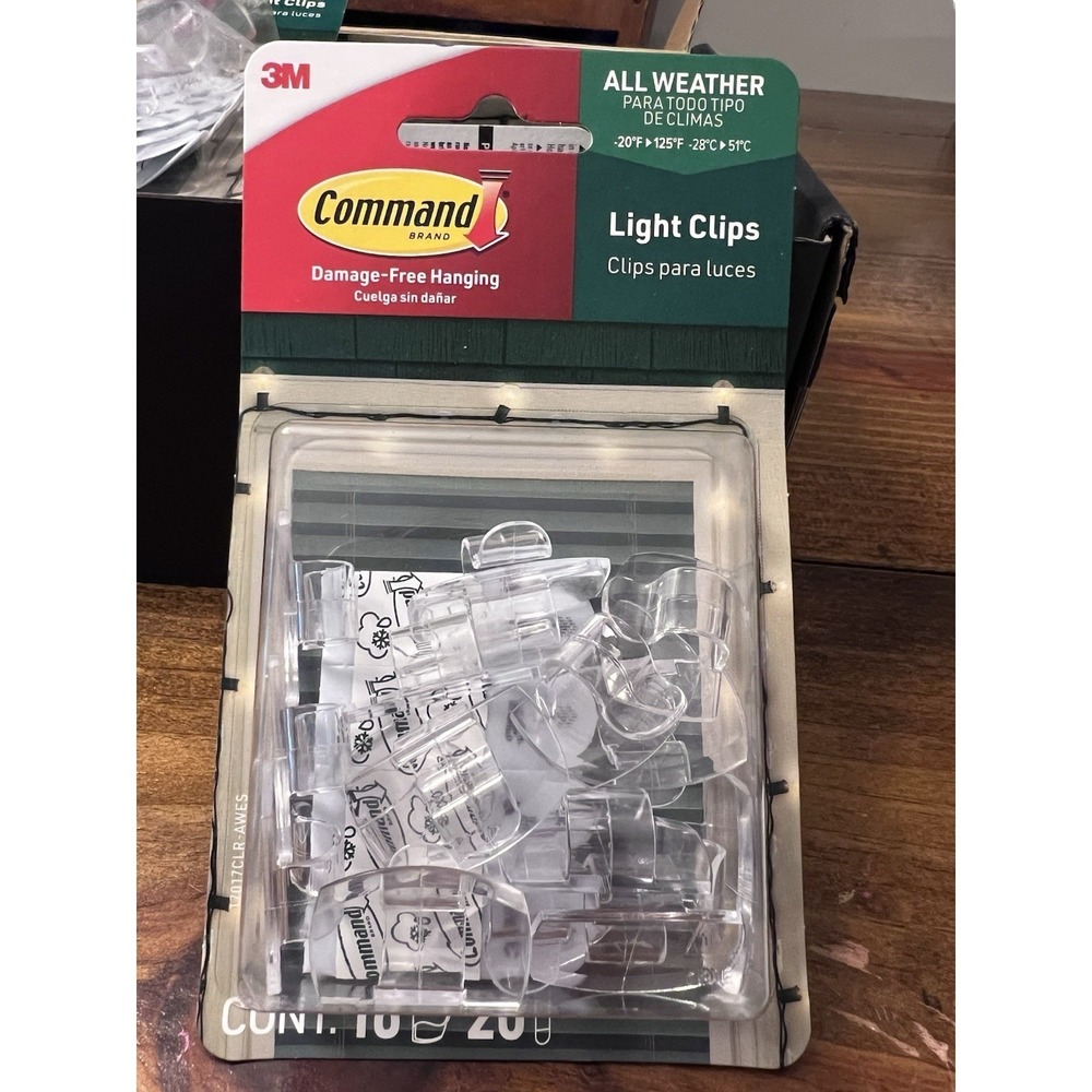 Command Outdoor Light Clips 10 Packs Clear All-Weather 17017CLR-AW NEW